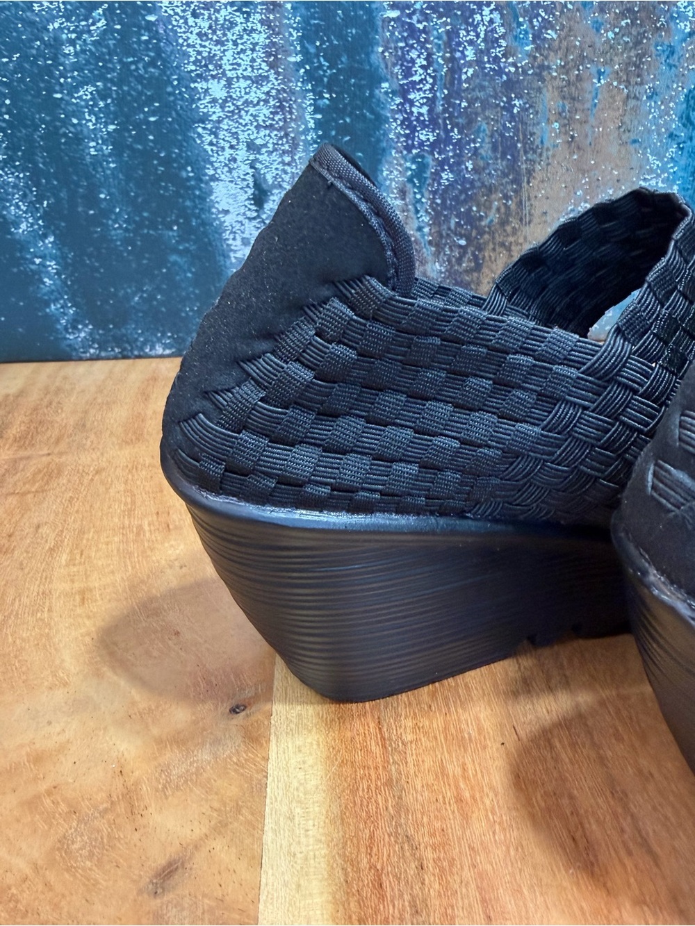 bernie mev. Minimalist Black Woven Mary Jane Platform Shoes NWT - Picture 5 of 11